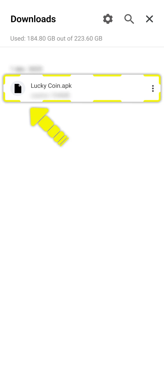 Run the setup file to install the Lucky Coin Android app.