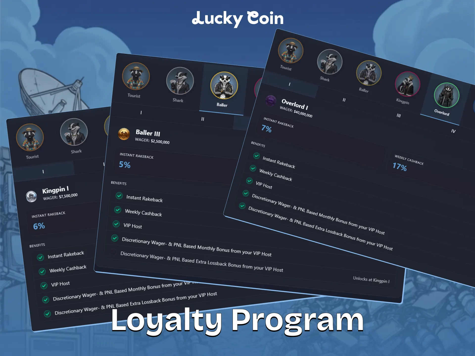 Join the Lucky Coin loyalty program and get extra bonus points.
