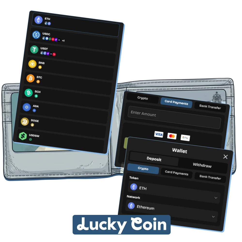 Fund your account quickly using available Lucky Coin deposit methods.