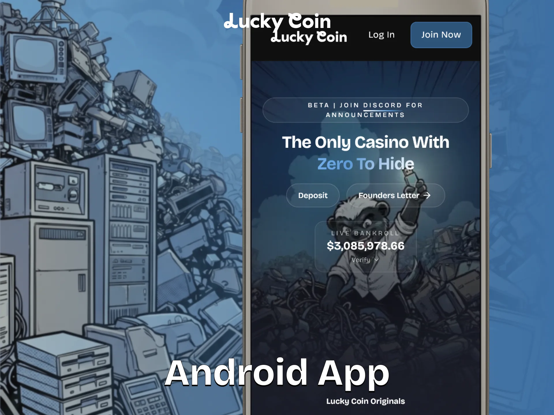 Download the Android utility to log in at Lucky Coin.