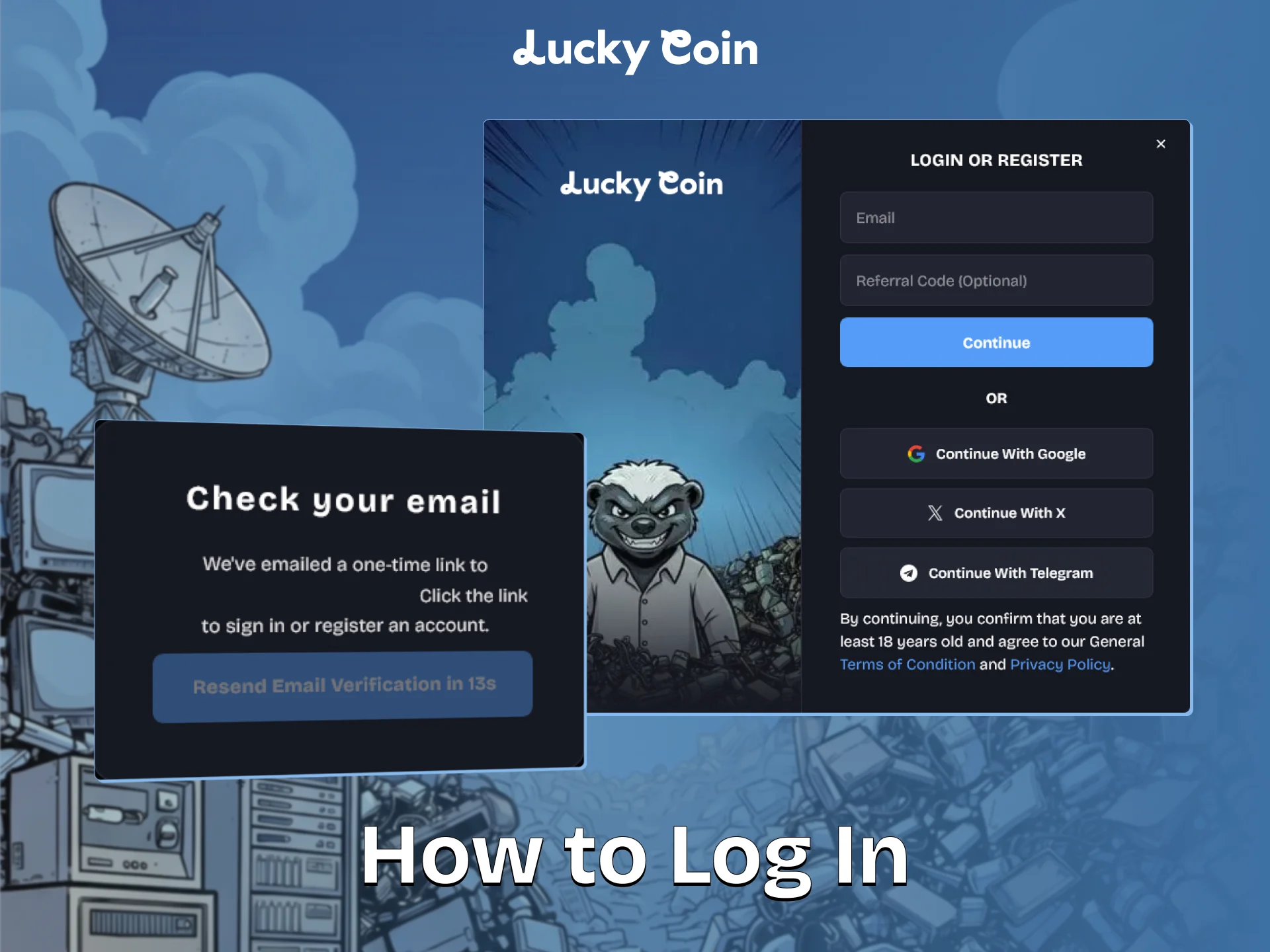 Access your user profile to continue playing at Lucky Coin.