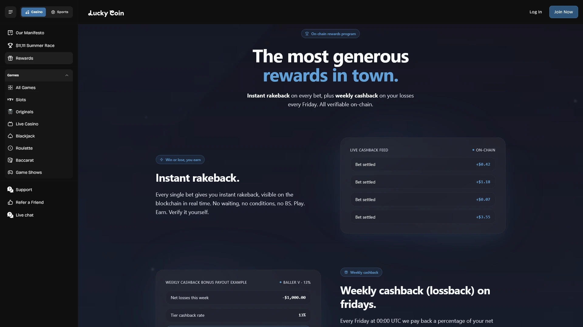 Claim exclusive bonuses and special promotions on the Lucky Coin website.