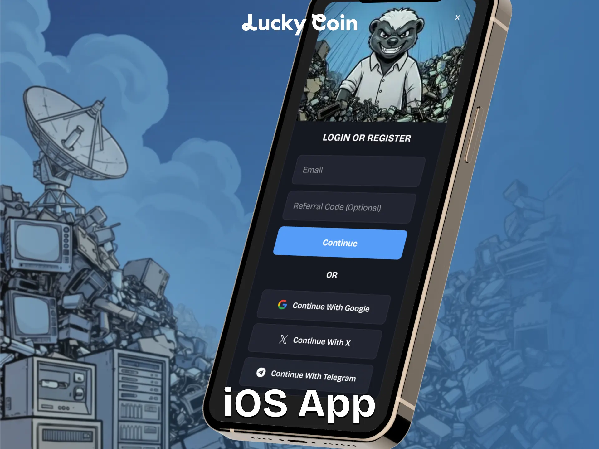 Install the iOS software to log in at Lucky Coin.