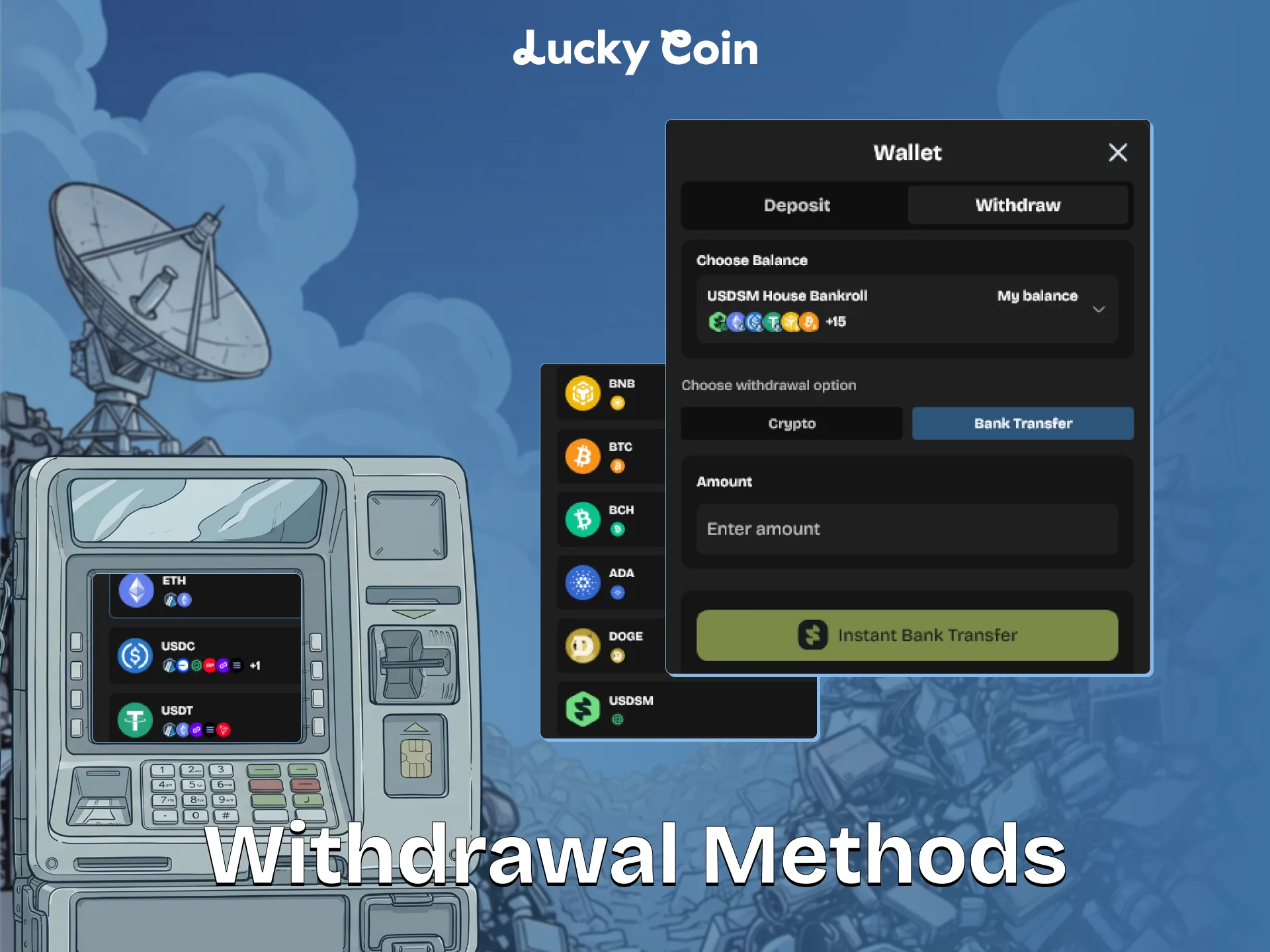Cash out your casino winnings easily from Lucky Coin.