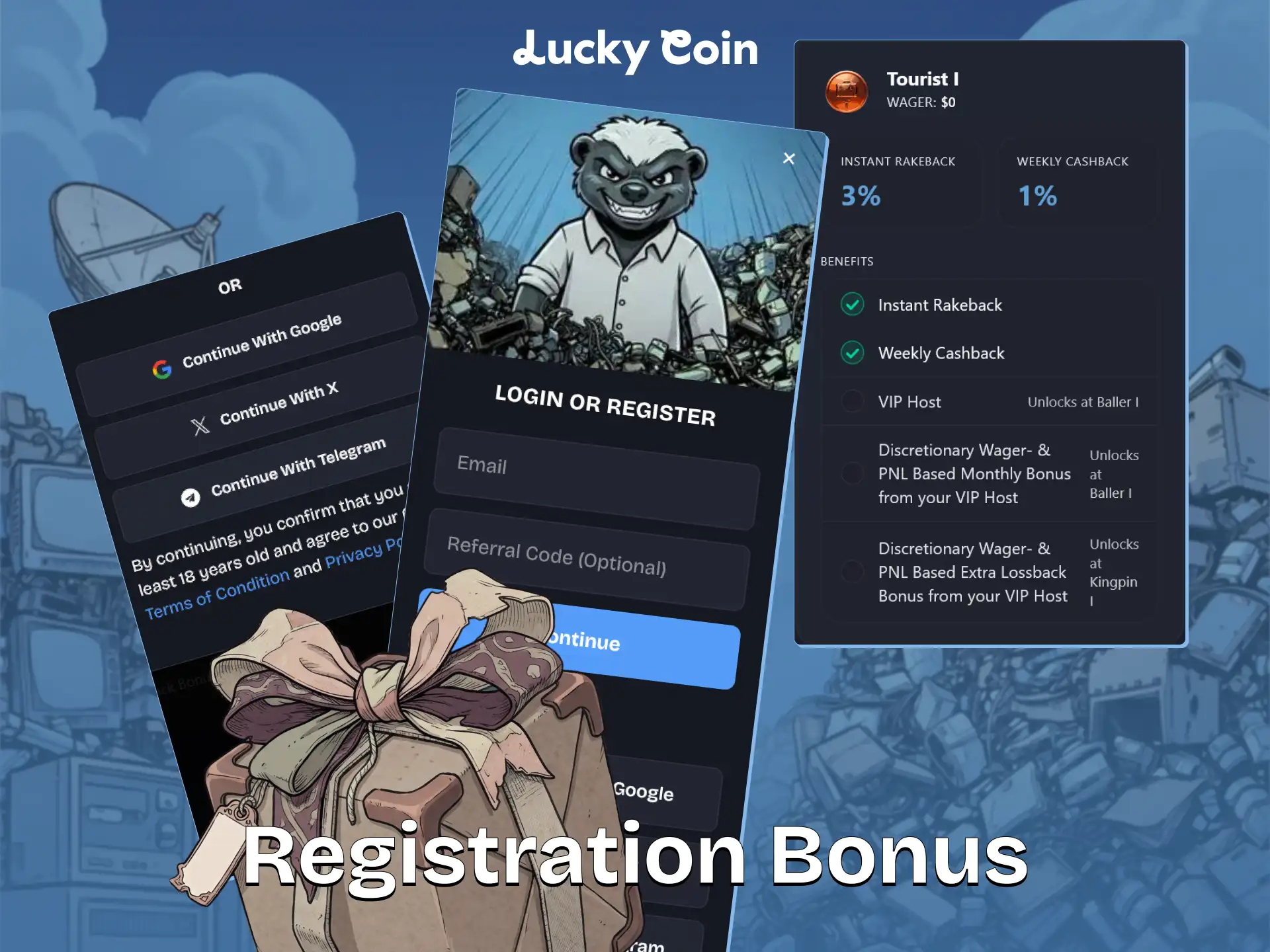 Create an account to claim your Lucky Coin registration bonus smoothly.