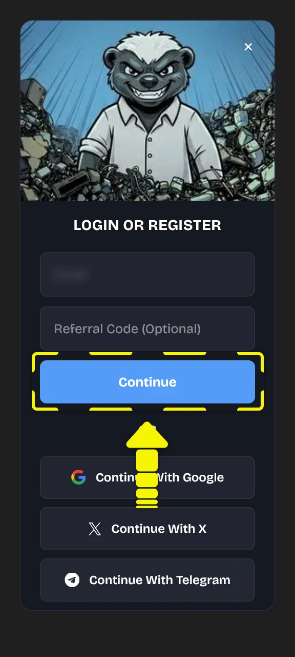 Fill out the registration form within the Lucky Coin mobile app.
