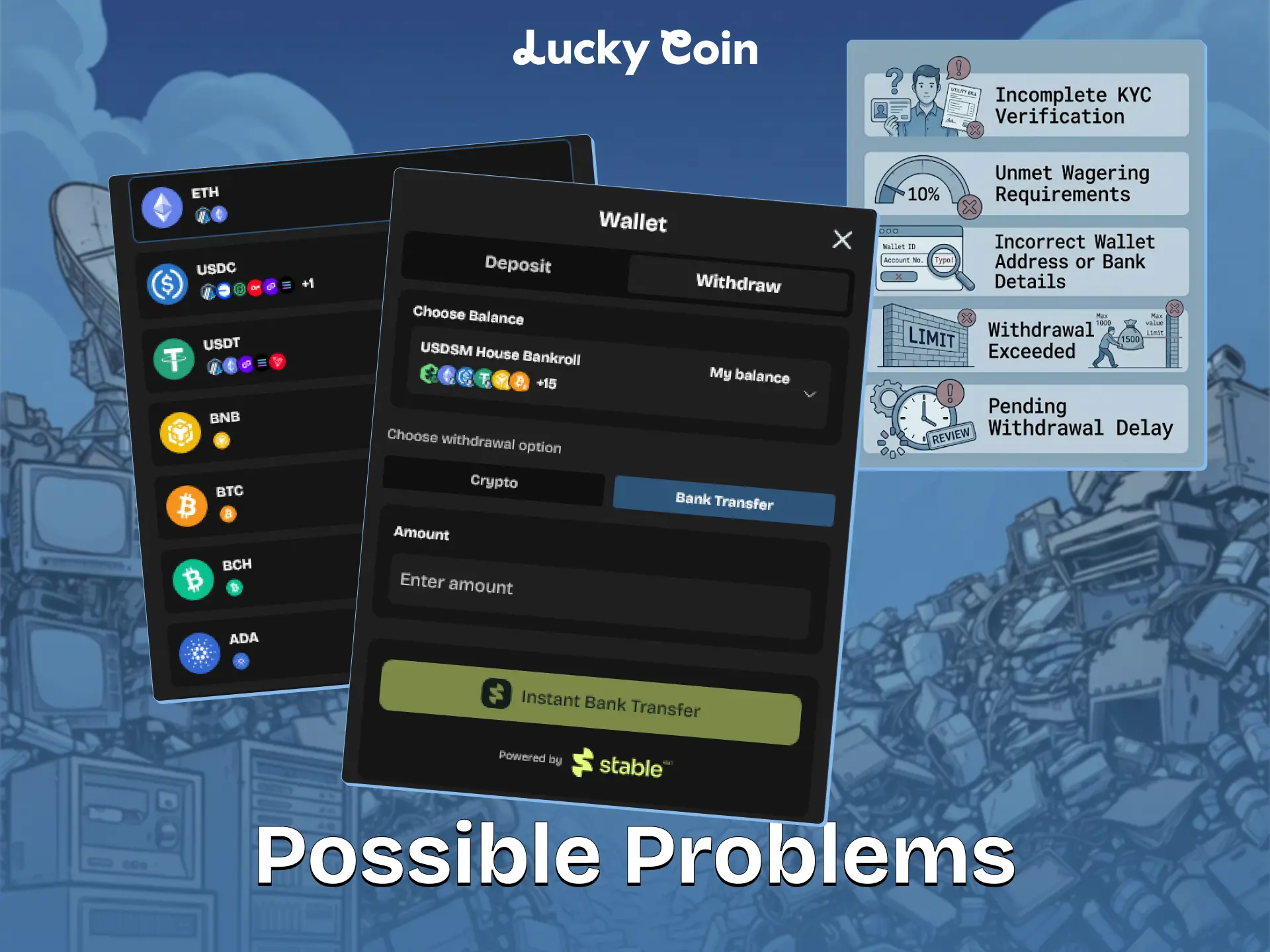 Solve any Lucky Coin withdrawal issues quickly by following our guide.